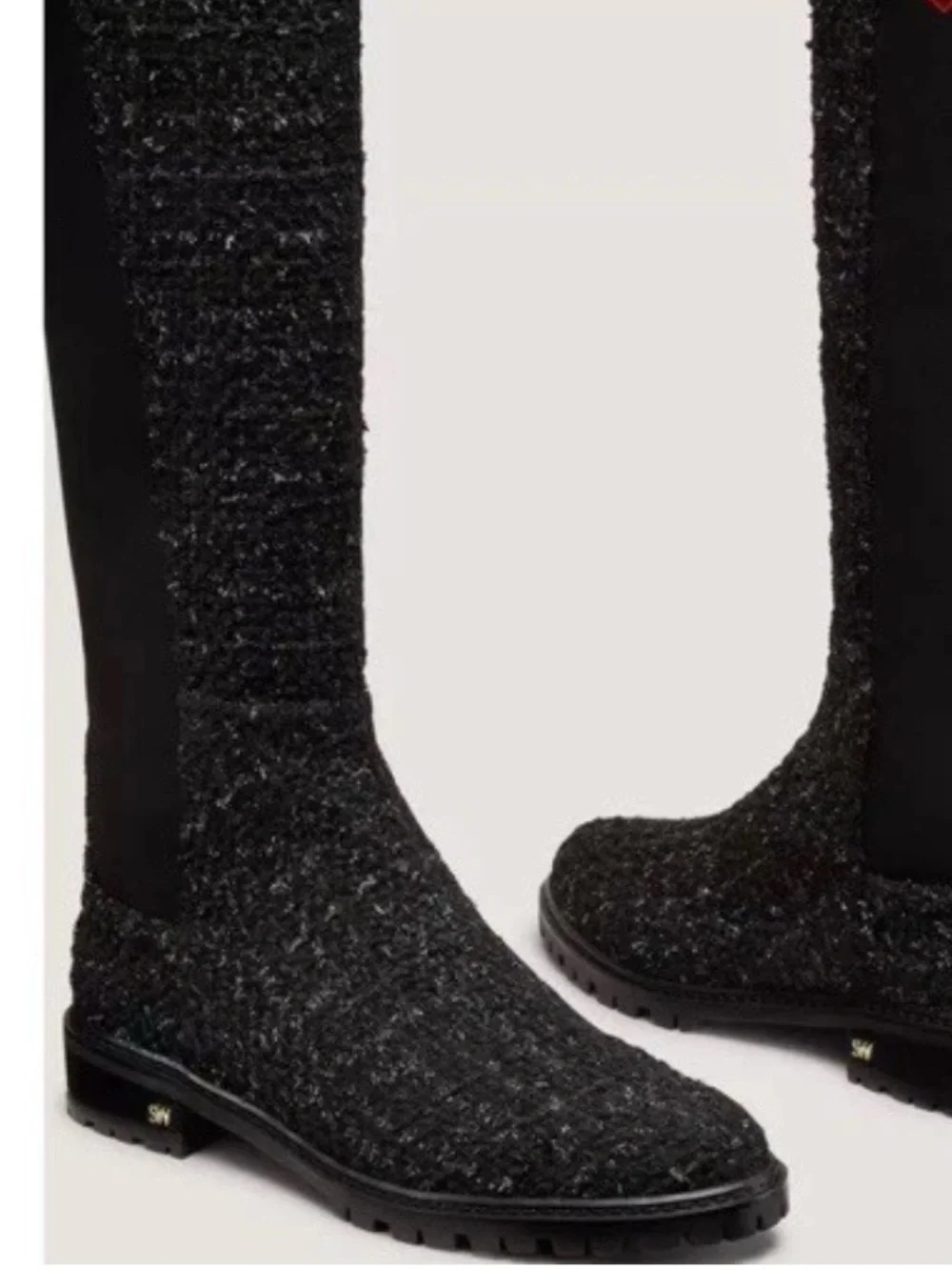 Stuart Weitzman City Boots Boucle and Leather